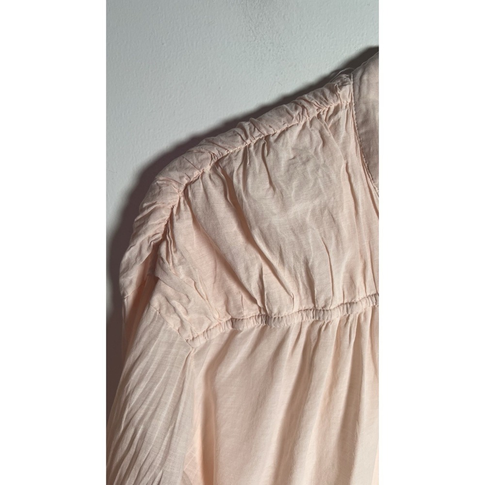 Anthropologie Pilcro Henley Womens Medium Boxy Boho Blouse Peach Cotton Blend - Picture 5 of 11